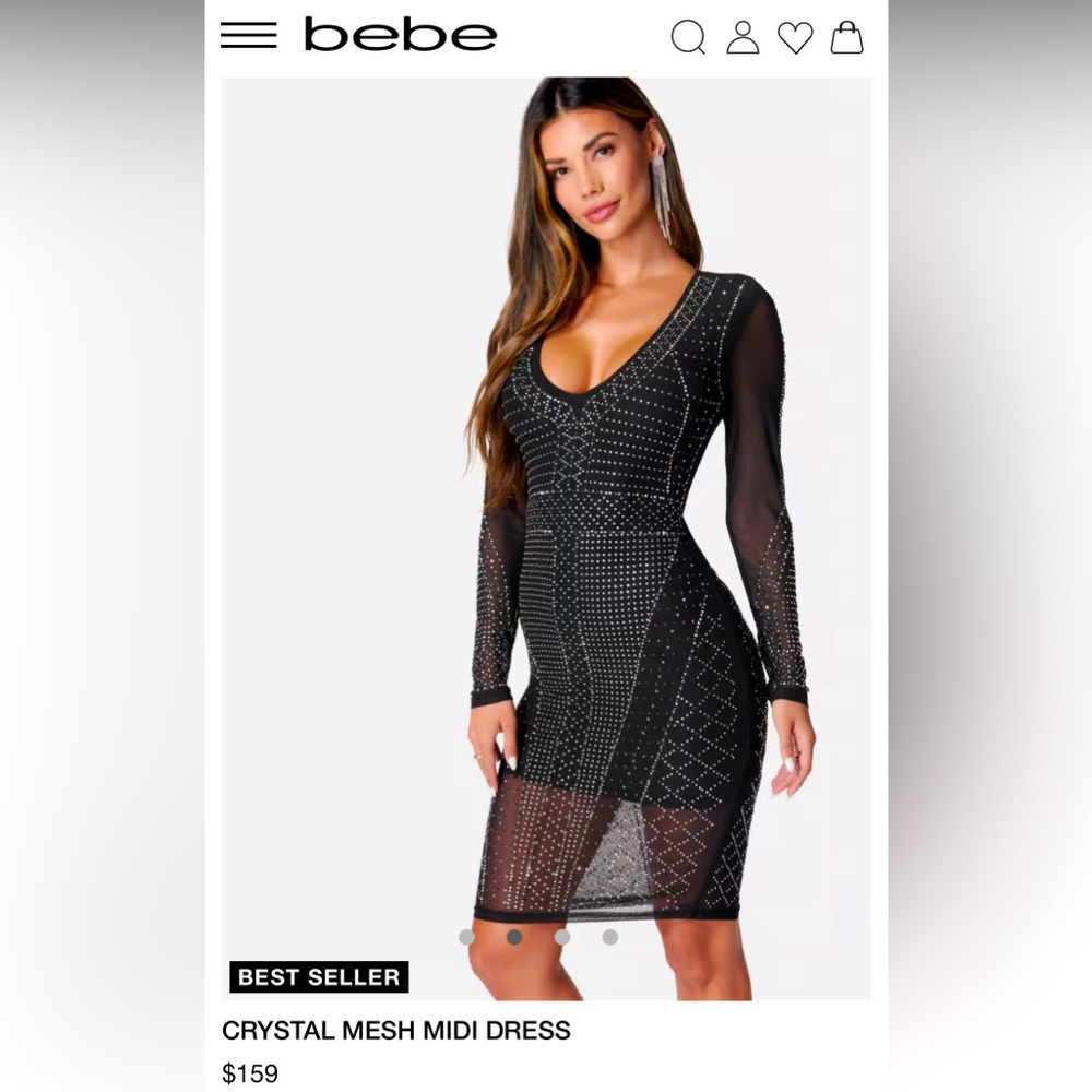 BEBE Sexy Crystal Mesh Midi Dress (NWT) 🔥✨
